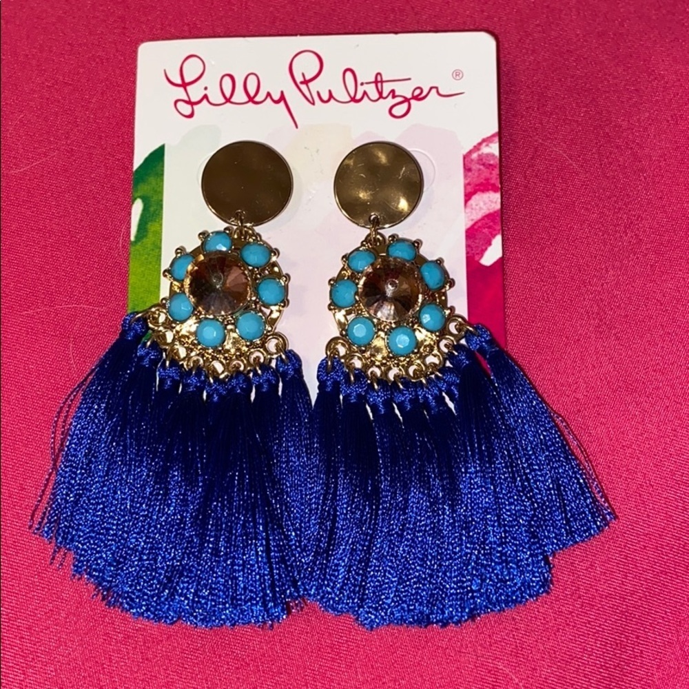 Lilly Pulitzer earrings NIP tassel silver gold